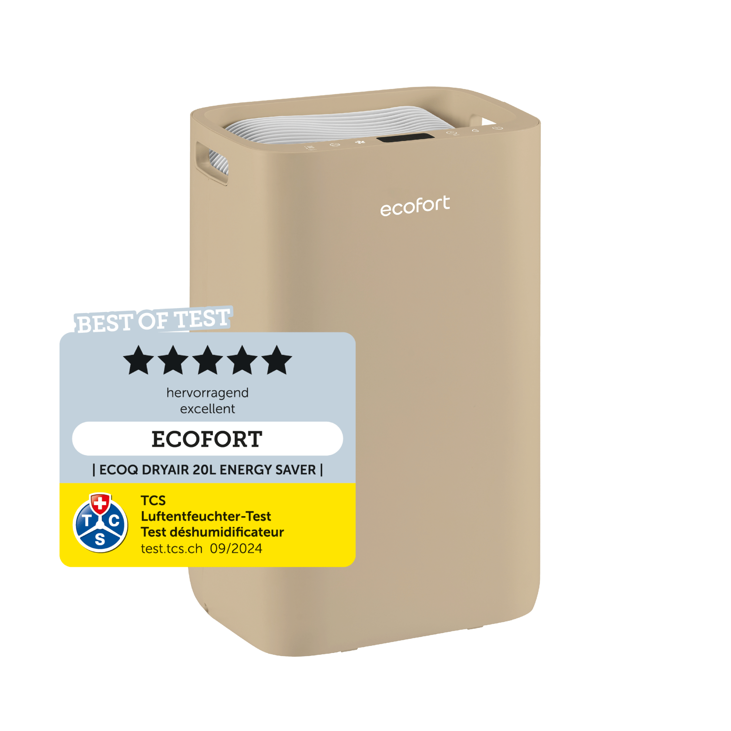 ecoQ DryAir 20L Energy Saver in Warm Sand mit TCS Testsiegel