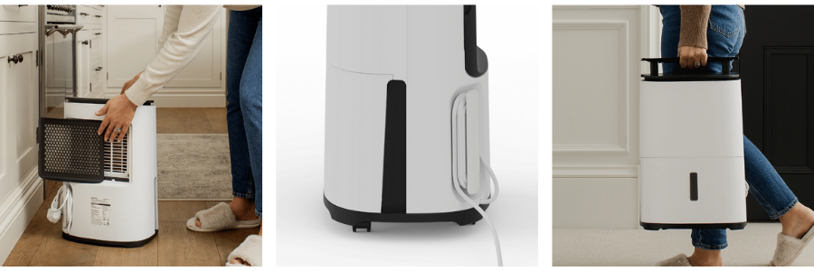Meaco Arete® Two 10L Produktmerkmale Kabelaufrollung Tragegriff und Filter