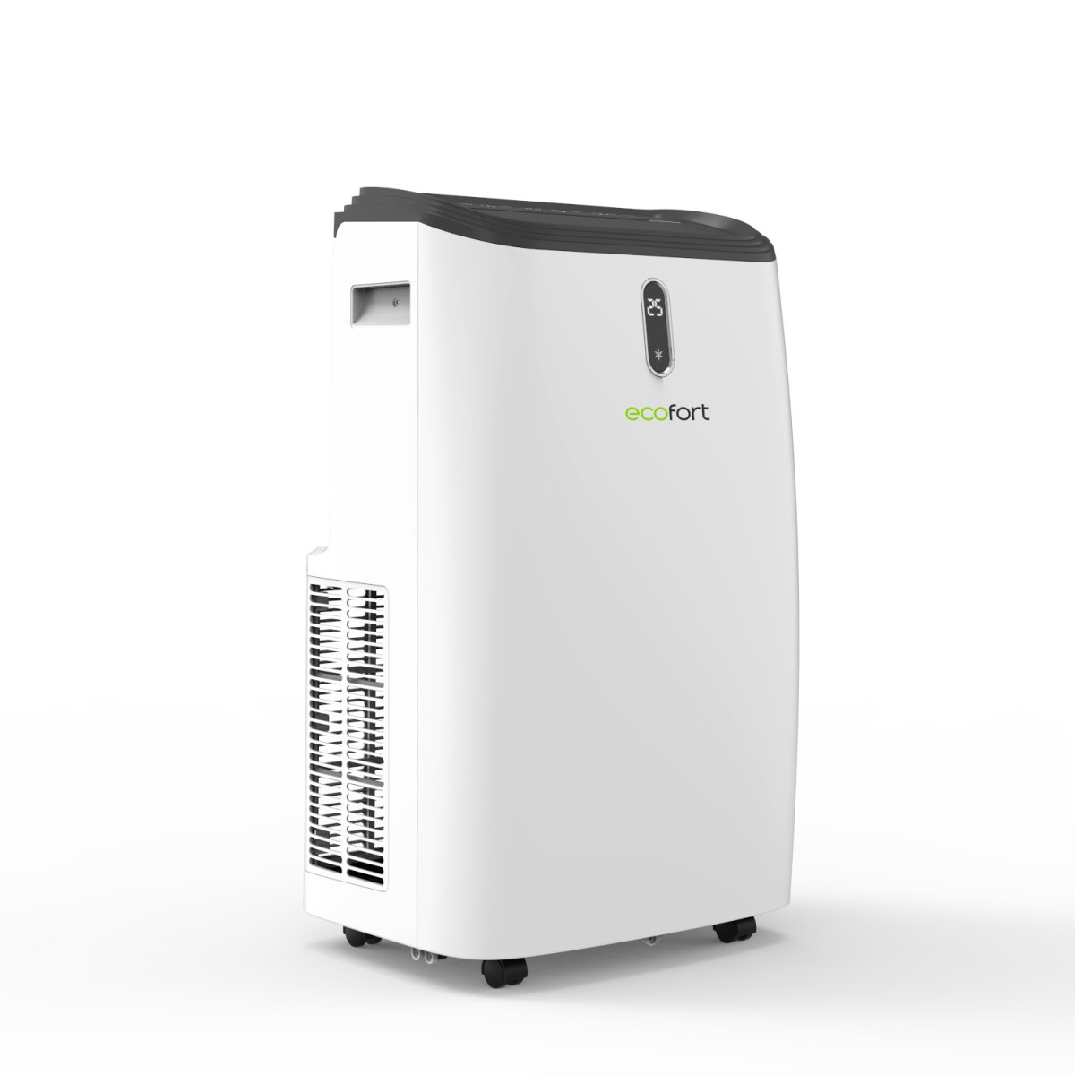 ecoQ CoolAir 12+ Seiten Front Ansicht auf weissem Hintergrund - Klimagerät