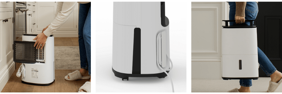 Meaco Arete® Two 10L Produktmerkmale Kabelaufrollung Tragegriff und Filter